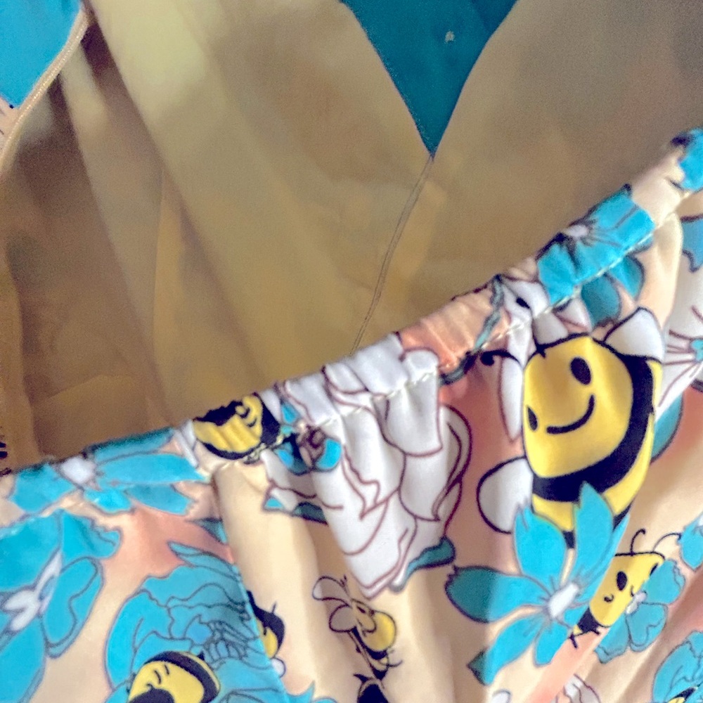 NWOT Banned Apparel Bees 🐝 US 18 poly turquoise peach sun dress - Picture 7 of 15